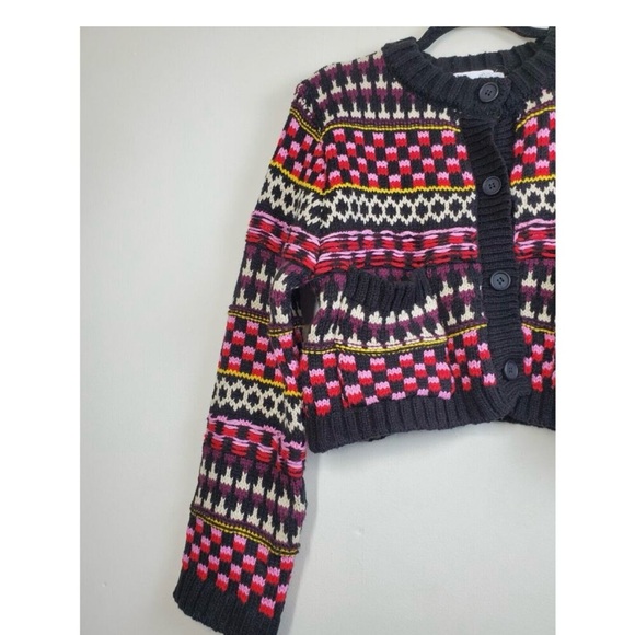 ZARA WOMEN'S COLORFUL CHUNKY KNIT BUTTON DOWN CARDIGAN BLACK--SIZE SMALL - Picture 4 of 9